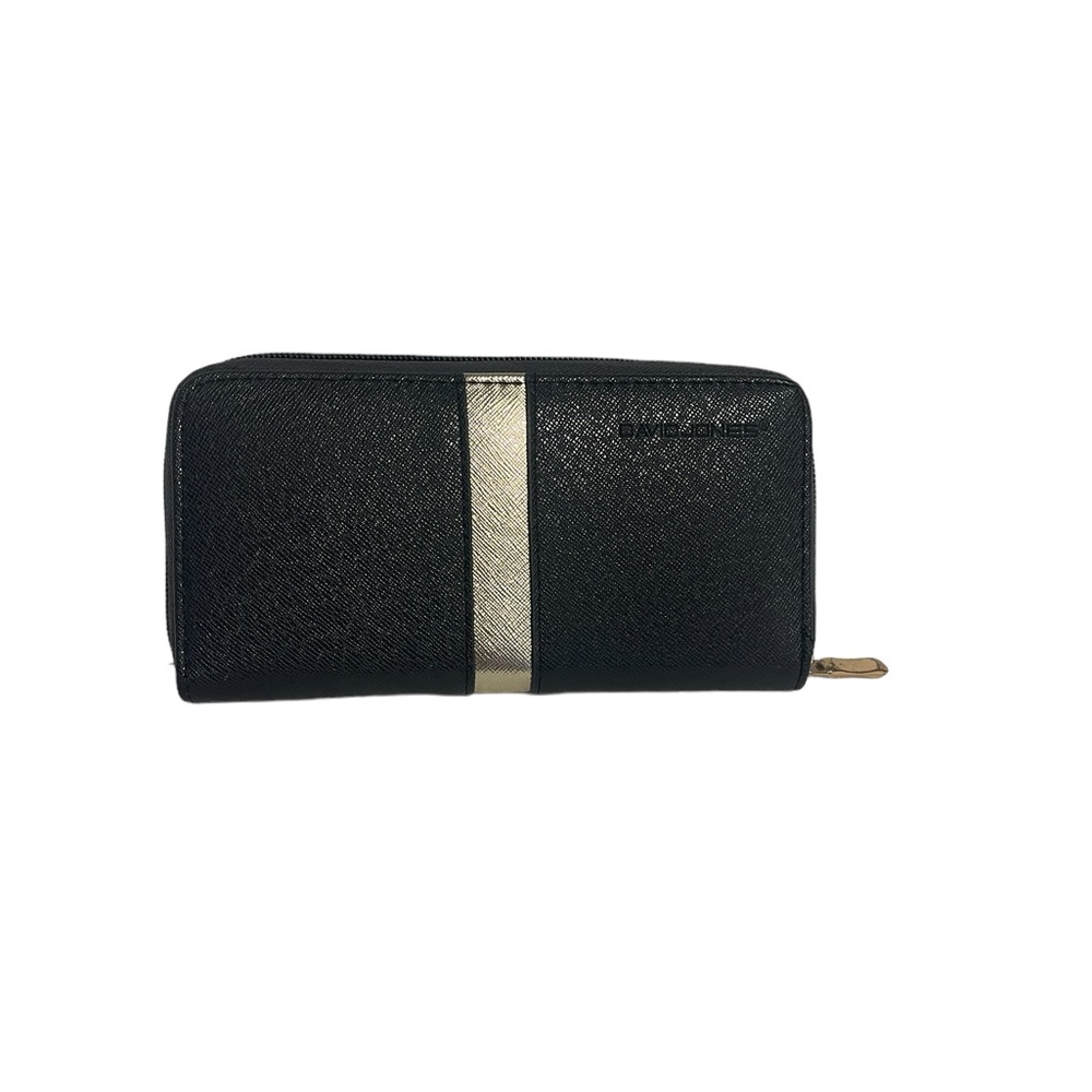David Jones Black & Gold Stripe Zip Around Wallet